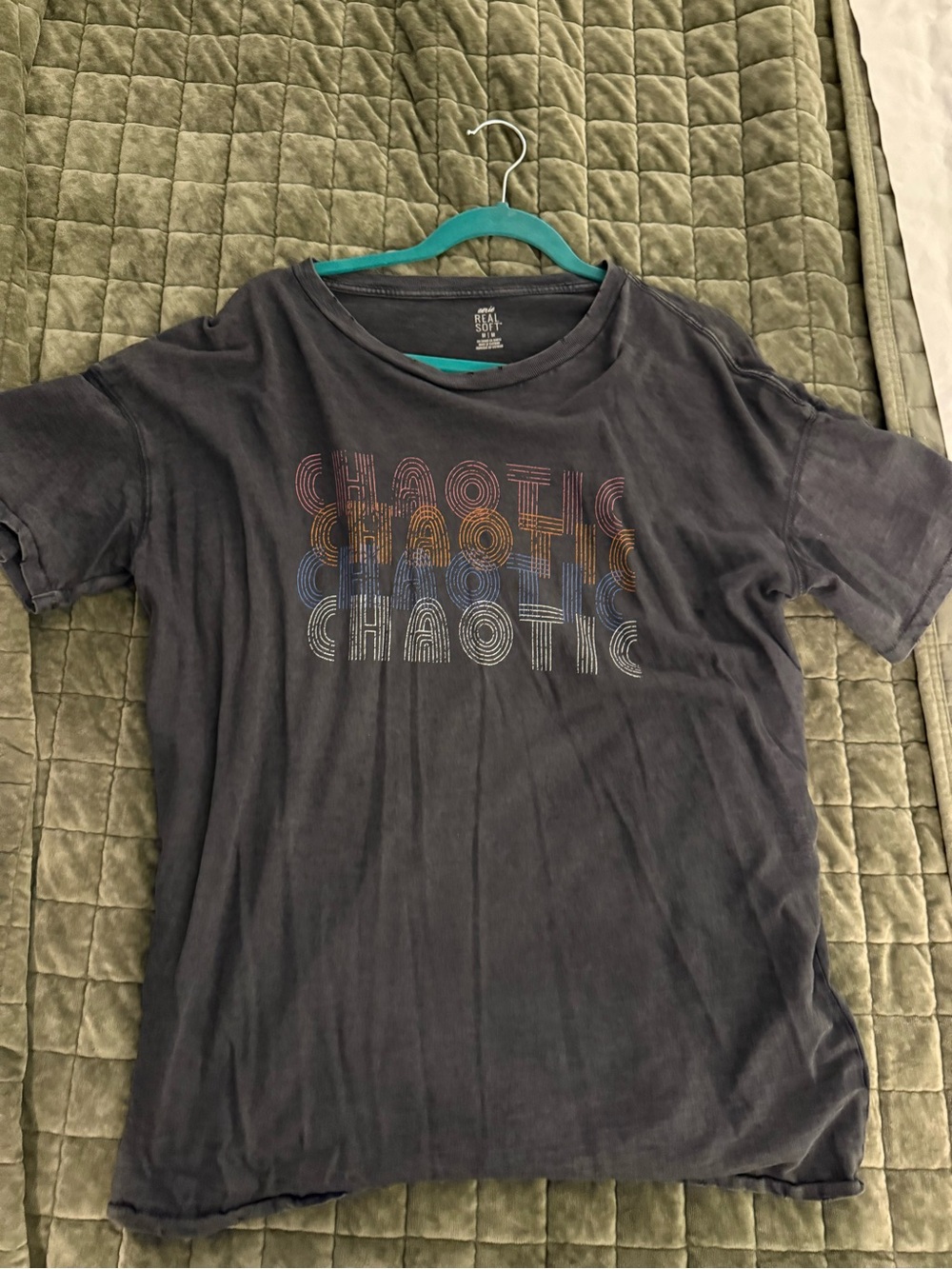 Aerie Graphic Tee - Charcoal with Multicolor Print